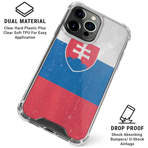 Slovakia Flag Distressed iPhone 16 Pro Max Clear Case